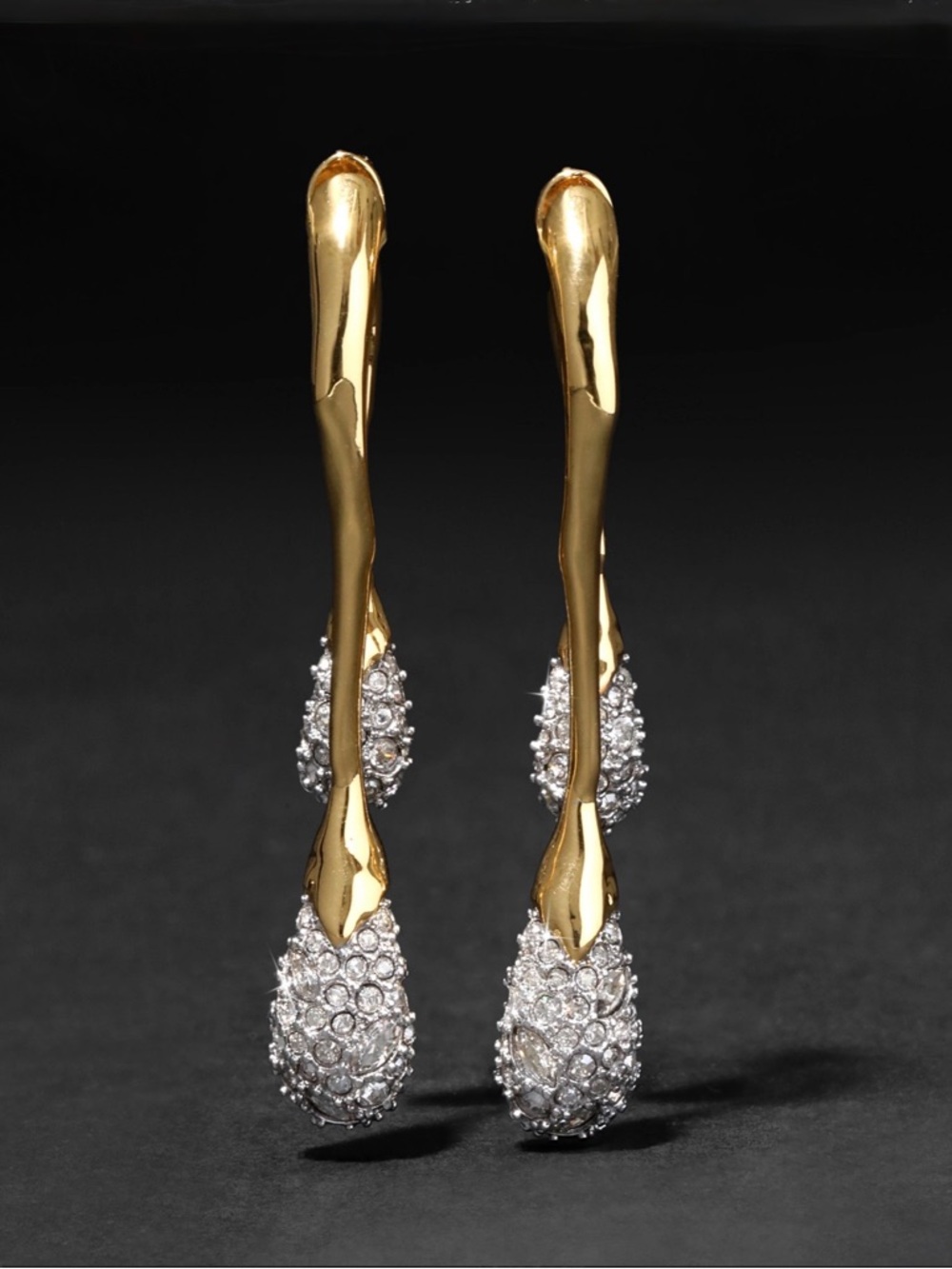 NEW Alexis Bittar Solanales Earrings Front Back Double Drop Gold Clear JN21 - Picture 2 of 11